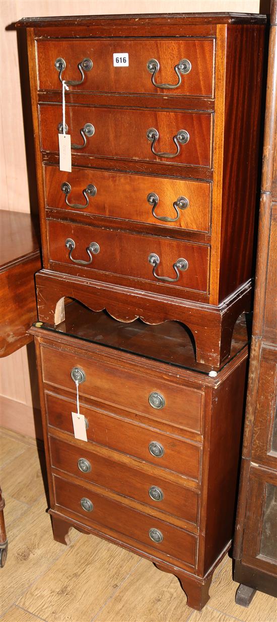 A pair of mahogany four drawer bedside chests, W.45cm
